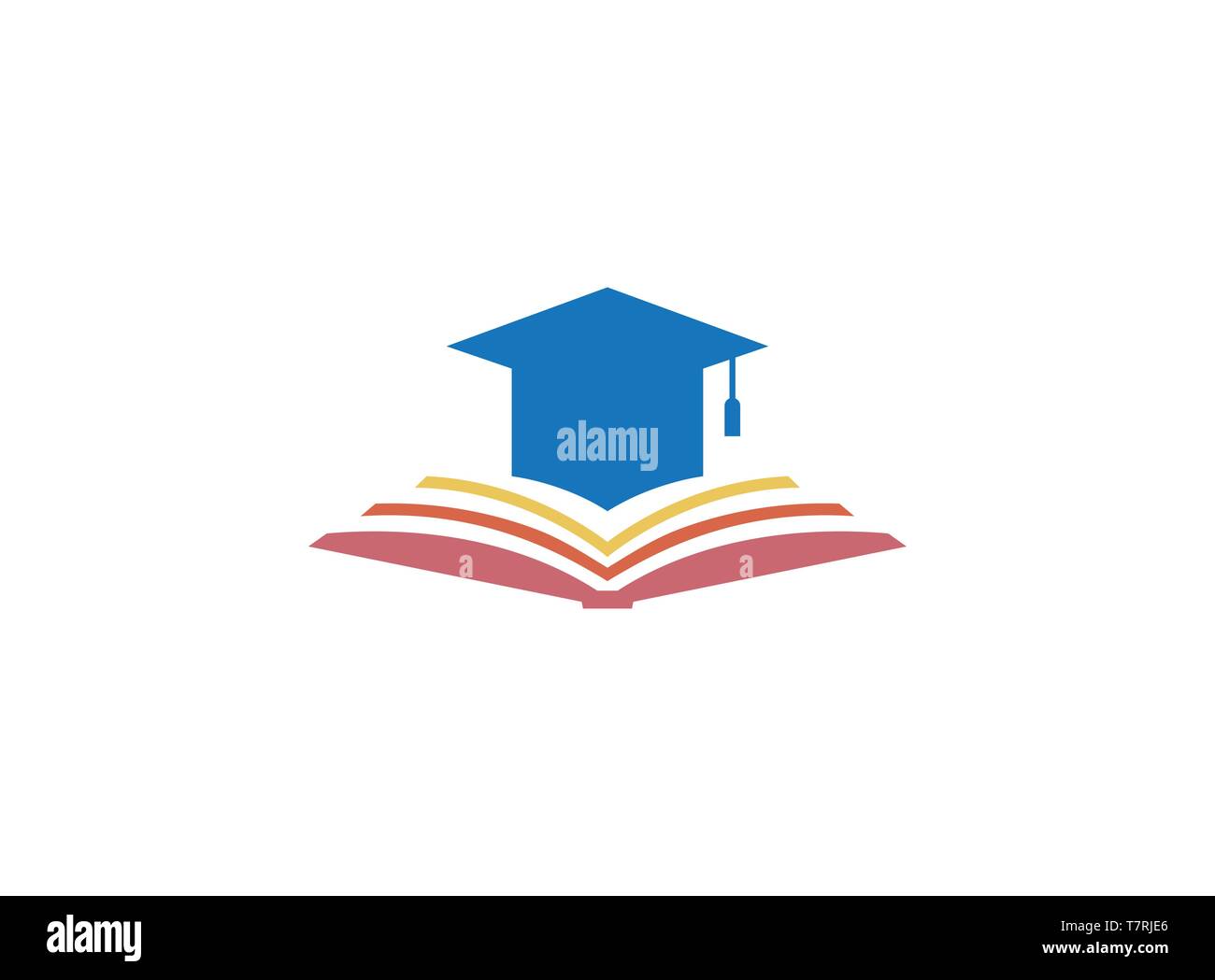 Graduation Hat On Papers Book Logo Design Illustration On White