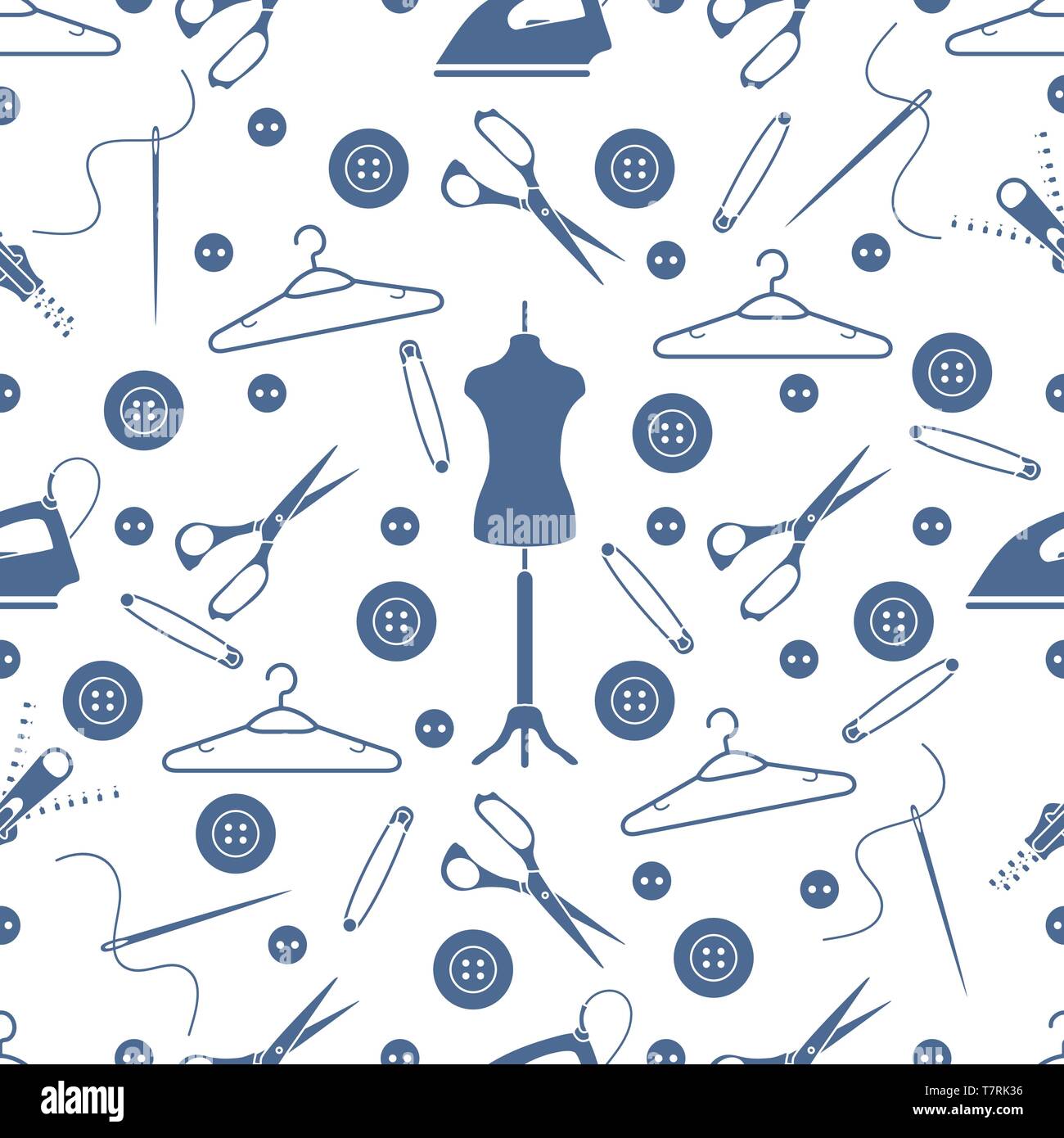 Vector seamless pattern with tools and accessories for sewing. Template ...