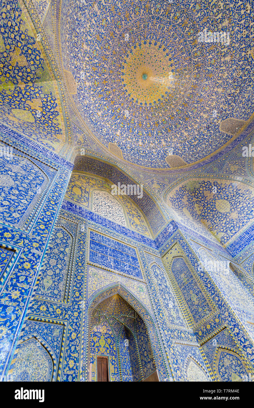 The main sanctuary of Masjed-e Shah, or Masjed-e Imam mosque, Esfahan, Iran Stock Photo
