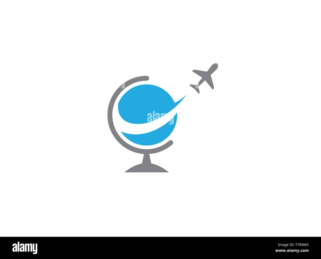 Plane flying around the globe for logo Stock Vector