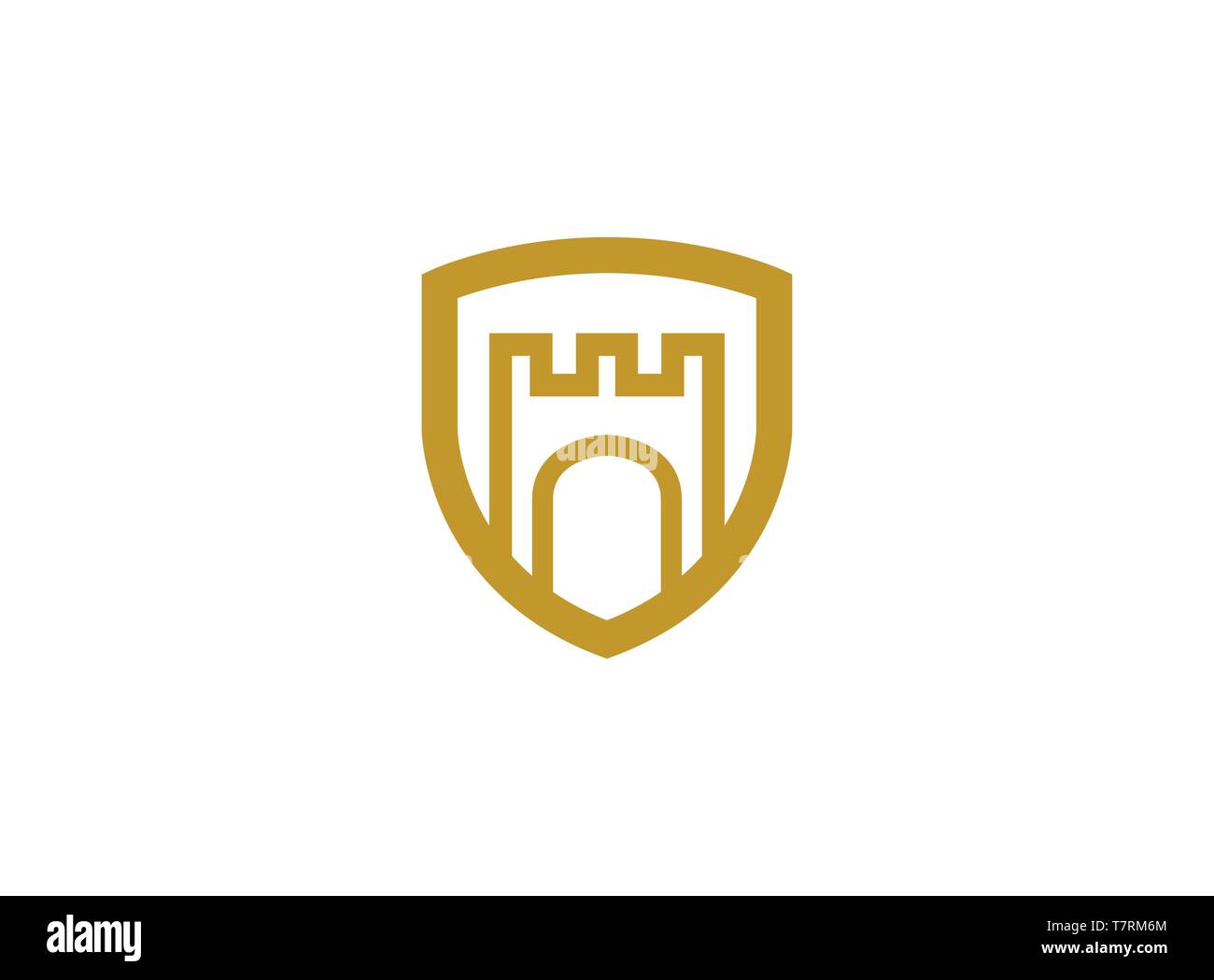 Gate of the palace inside shield for logo Stock Vector