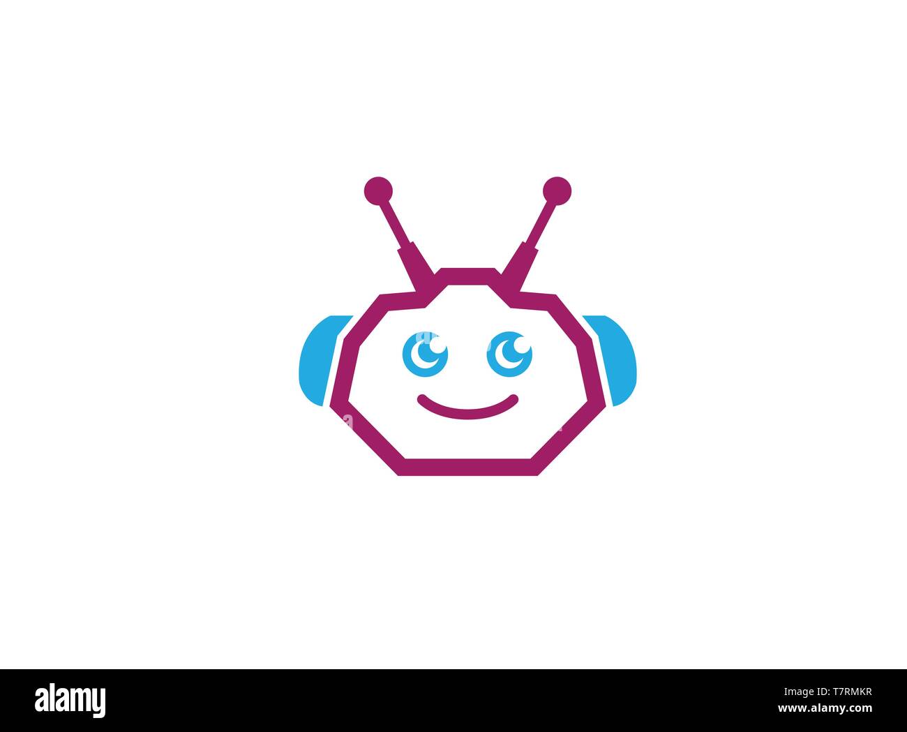robot head, cyborg or android for logo design illustrator Stock Vector
