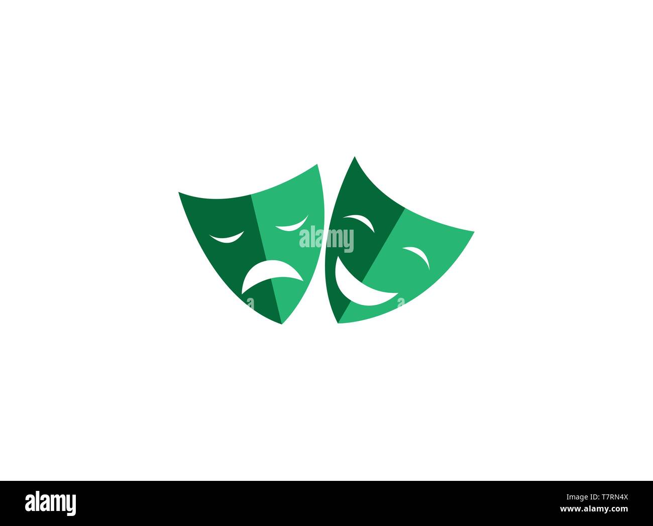 theatrical masks a double face two happy and sad faces for logo design illustration Stock Vector