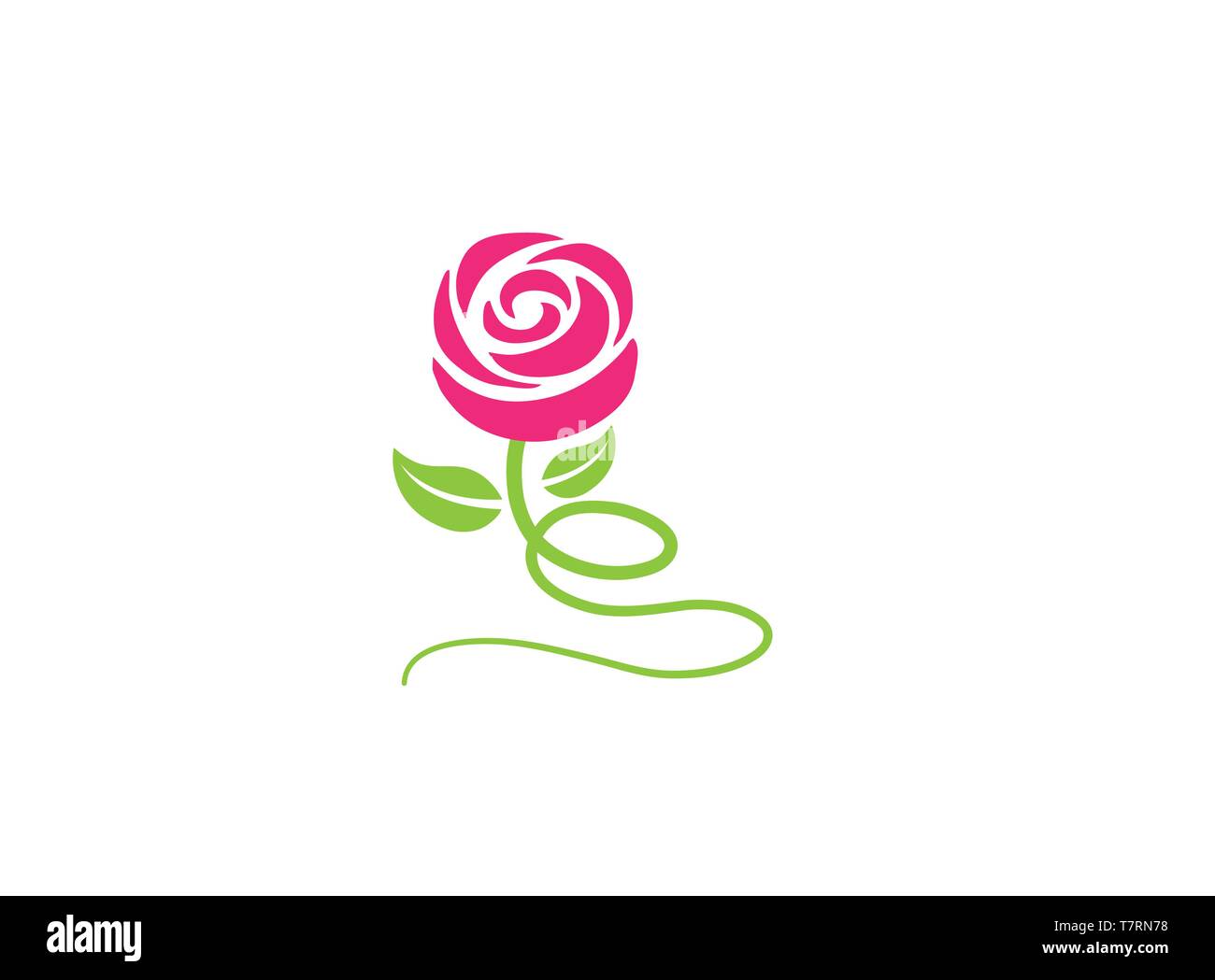 Rose with leaves and long leg flower for logo Stock Vector