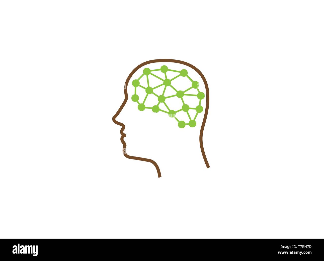 Brain inside the head a technology style for logo Stock Vector