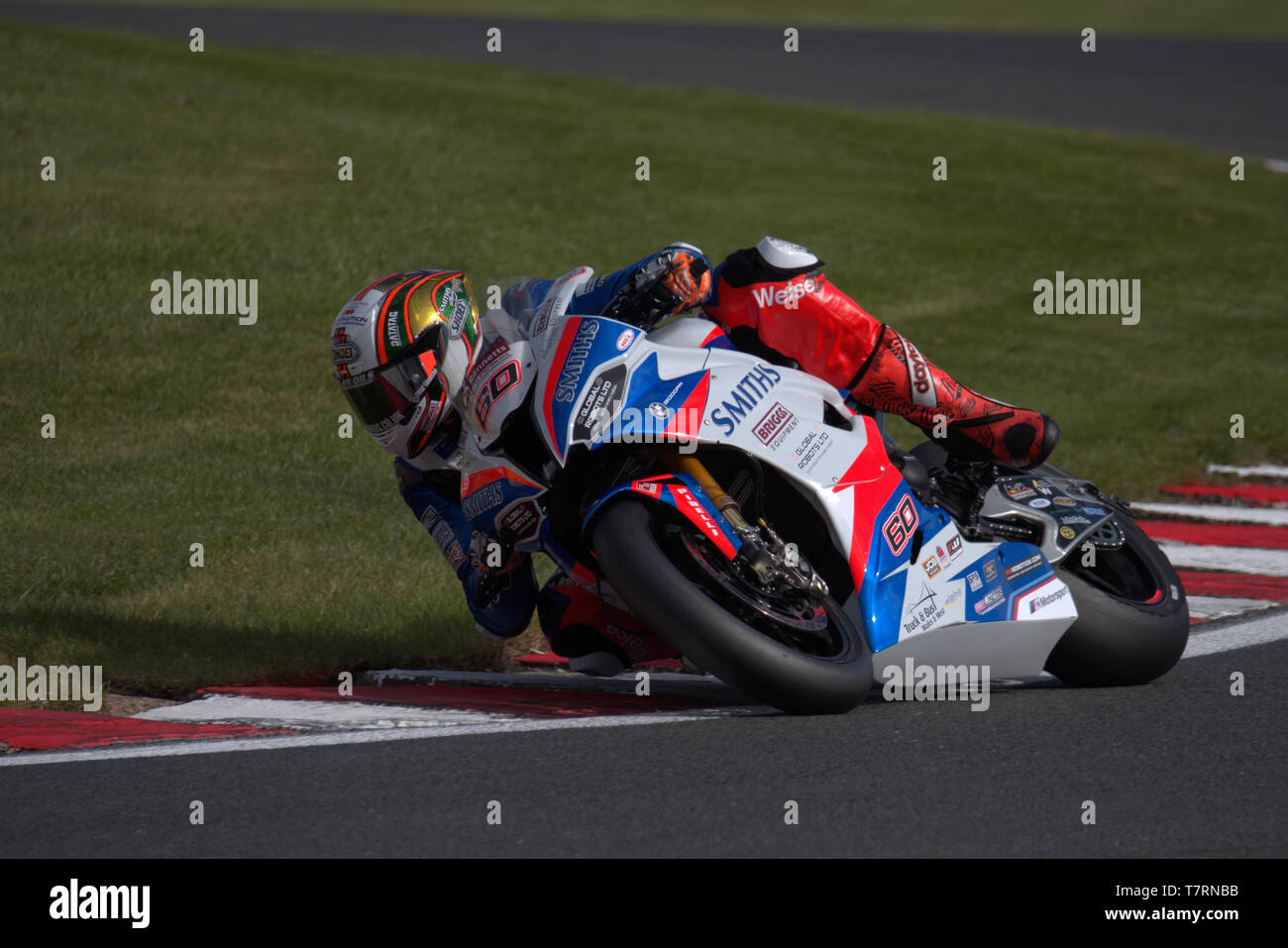2018 TT winner Peter Hickman riding at Oulton park in the 2019 British superbike championship Stock Photo