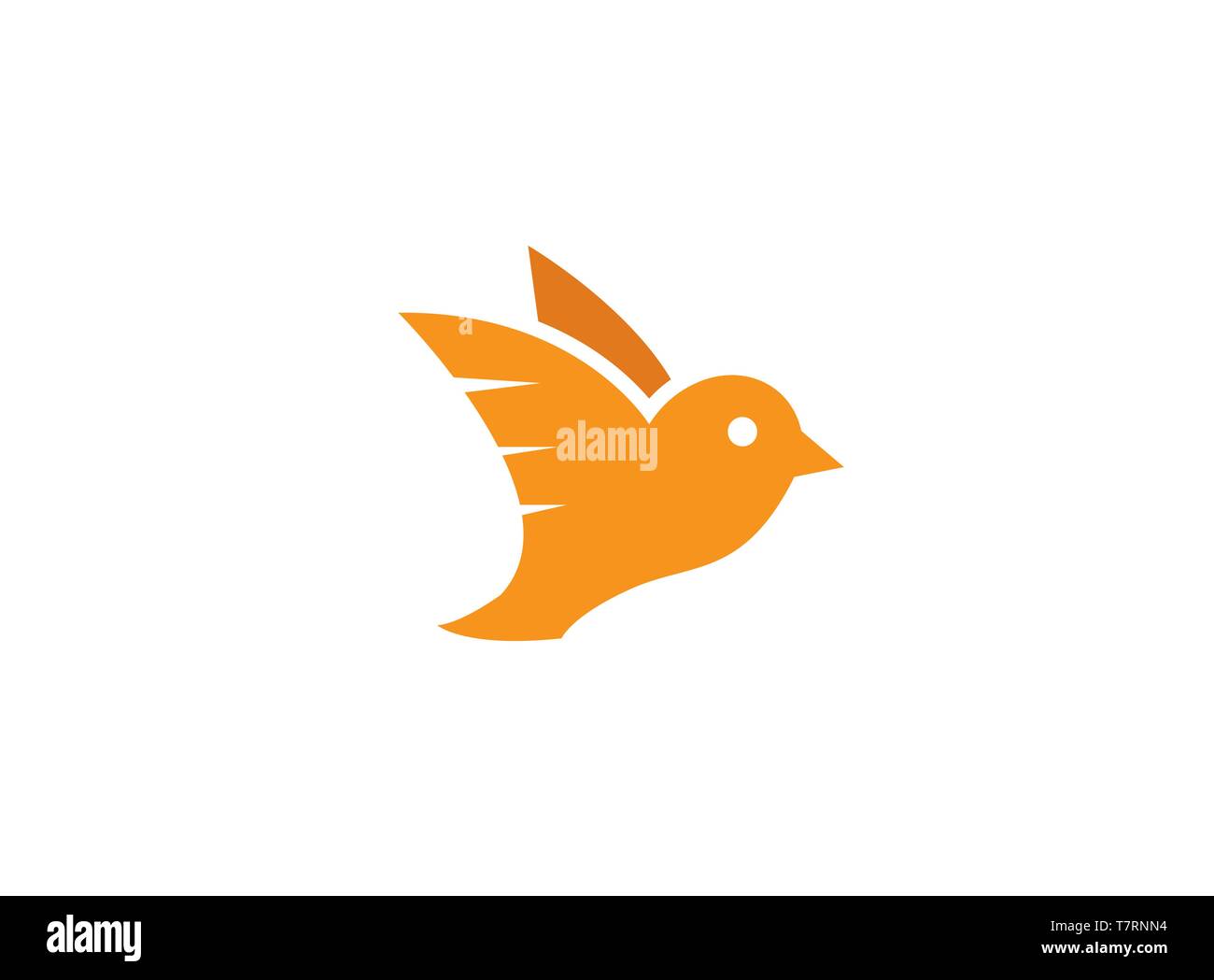 Orange dove bird open wings and fly for logo Stock Vector