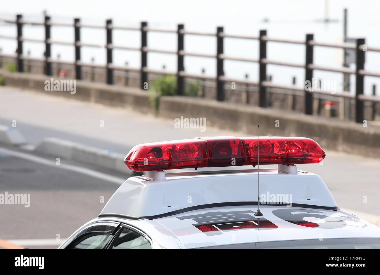 Japanese police car with red light Japan Stock Photo