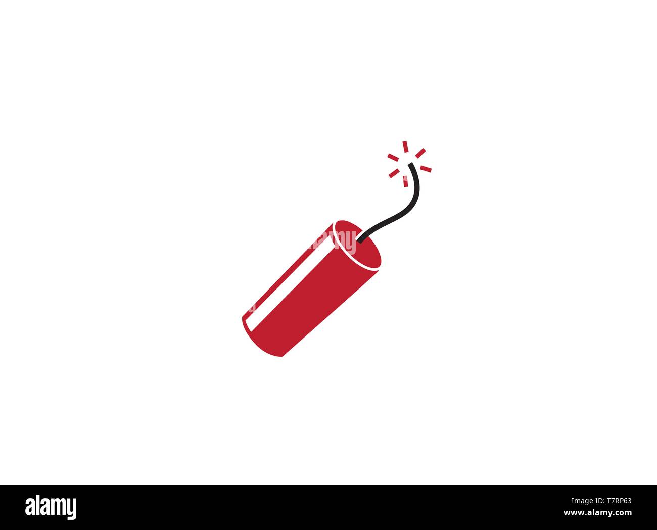 Dynamite or Grenade a small bomb Red and burning for logo Stock Vector