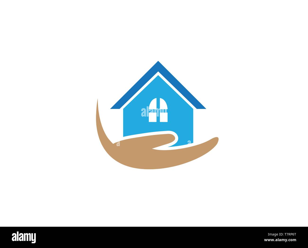 House and hand for family caregiver Home for logo Stock Vector
