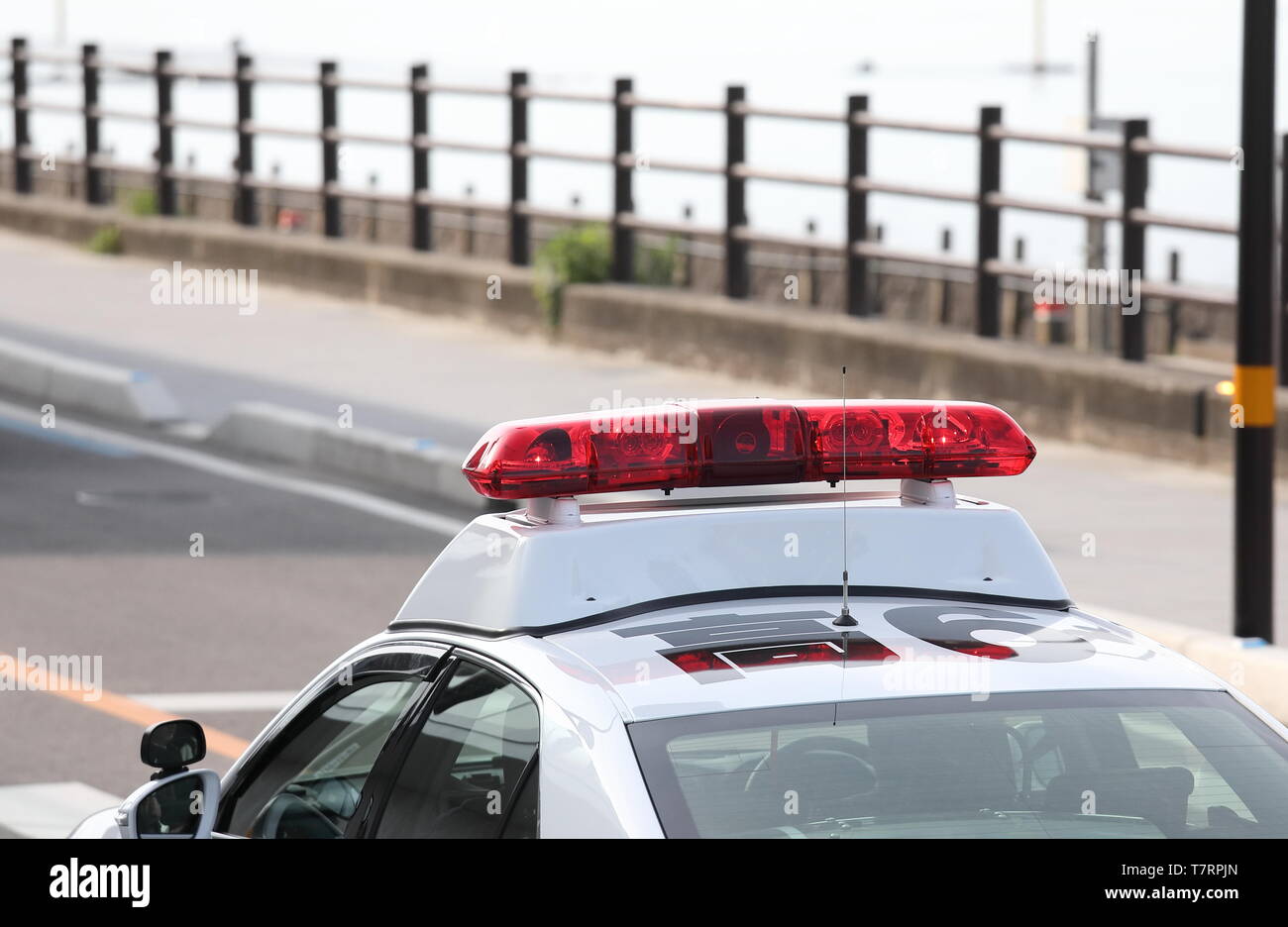 Japanese police car with red light Japan Stock Photo