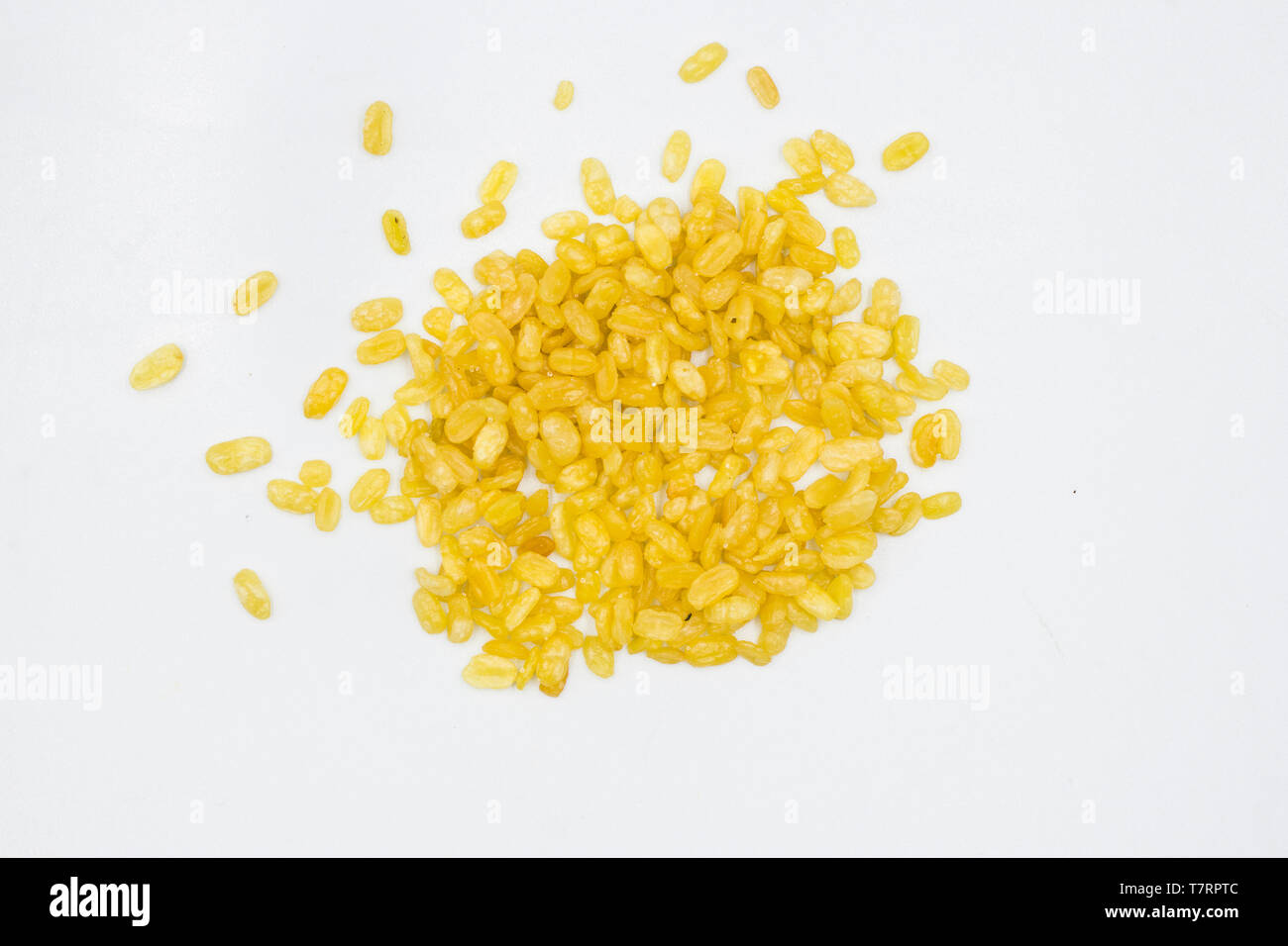 Green beans that have been peeled off isolated on black background ...