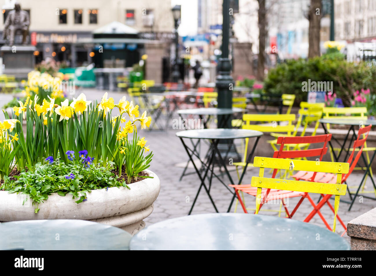 New York City, USA Street view of urban NYC Herald Square Midtown with Greeley Square Park and nobody by korea town koreatown Stock Photo