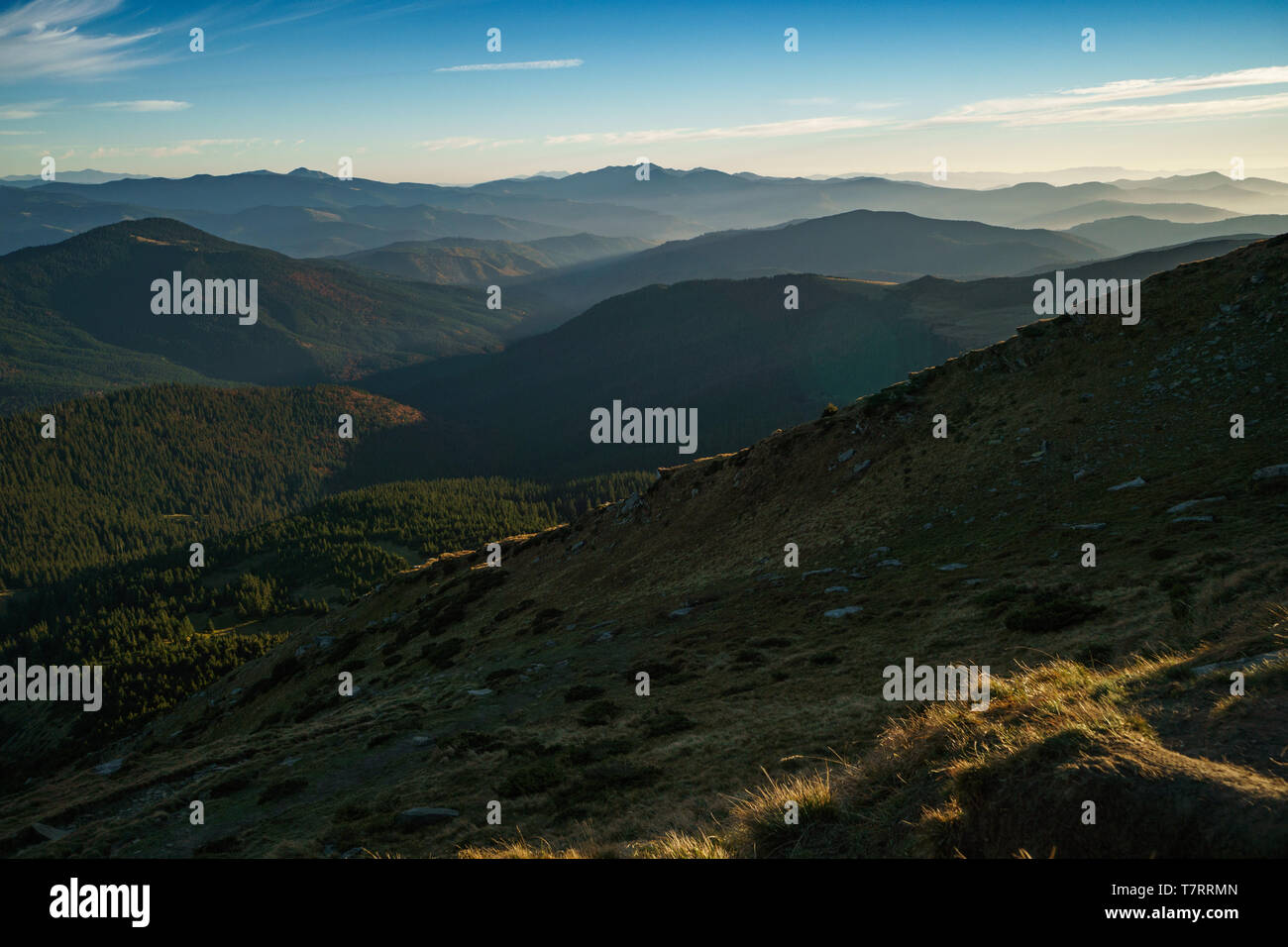 Landscape of the Ukrainian Carpathian Mountains, Chornohora Stock Photo