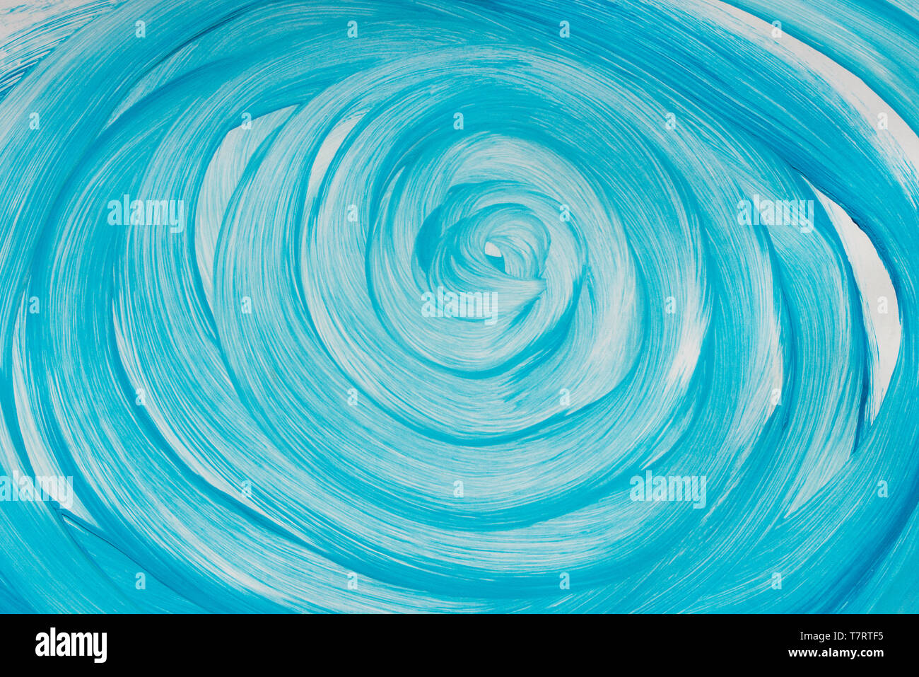 blue color painted circle pattern on white paper background texture Stock Photo