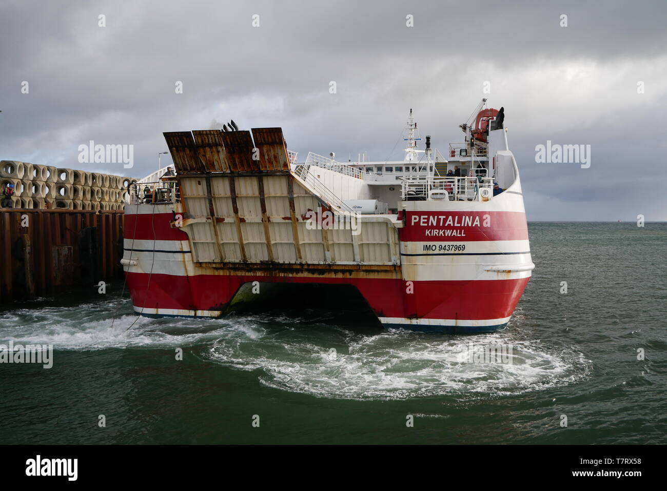 The Orkney car ferry Pentolina arriving at Gills Bay, Caithness