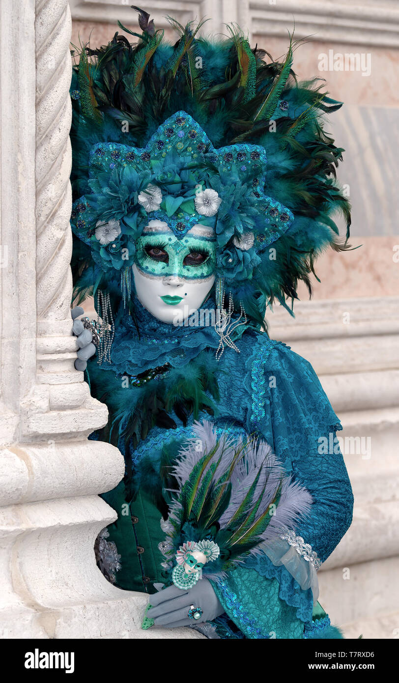 Reveller In Traditional Elaborate Mask And Costume At Venice Carnival ( Carnevale di Venezia). Venice, Veneto, Italy, Europe Stock Photo - Alamy