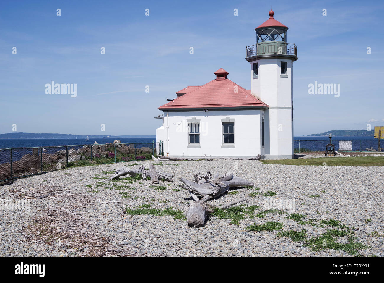 Alki Point Lighthouse south of Alki Beach - Seattle, Washington State, USA Stock Photo