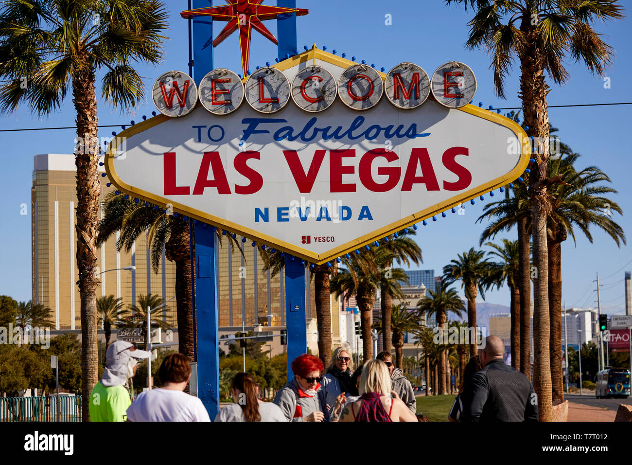 Las Vegas, Paradise, Nevada USA, landmark Welcome to Fabulous Las Vegas Sign designed by Betty Willis in 1959 Stock Photo
