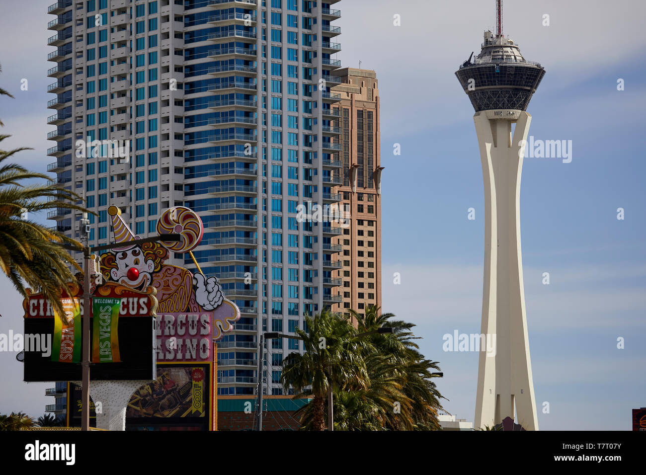 Las Vegas, Paradise, Nevada USA, Stratosphere formerly Vegas World  SkyPod the tallest freestanding observation tower in the United States Stock Photo