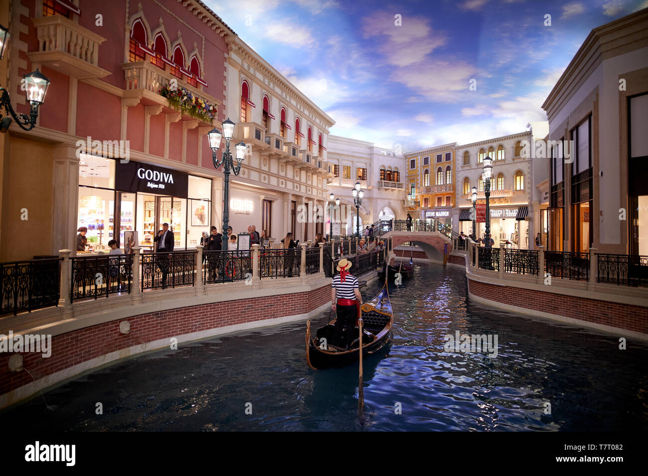Las Vegas, Paradise, Nevada USA, Gondola Rides at the Venetian casino and shopping mall Stock Photo