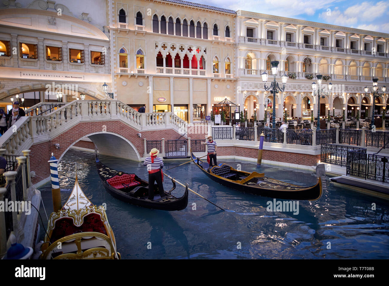 Las Vegas, Paradise, Nevada USA, Gondola Rides at the Venetian casino and shopping mall Stock Photo