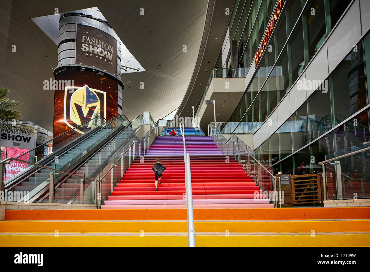 Las Vegas, Paradise, Nevada USA, Fashion Show mall Art on Plaza Stairs: “COLORS THAT SPEAK TO A UNITED CITY” at The Plaza by Tanya Michelle Watler Stock Photo