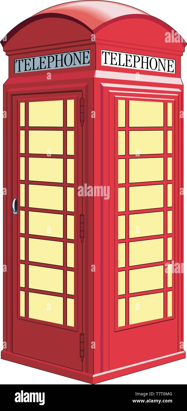 London symbol - Red telephone box icon – Colorful and linear booth graphics  - Modern outline design - isolated infographics Stock Photo - Alamy