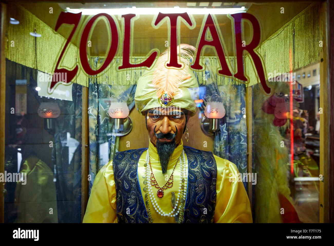 Las Vegas, Paradise, Nevada USA,  Miracle Mile Shops, Zoltar fortuneteller amusement machine penny arcades, and can be seen in modern arcades parks. Stock Photo