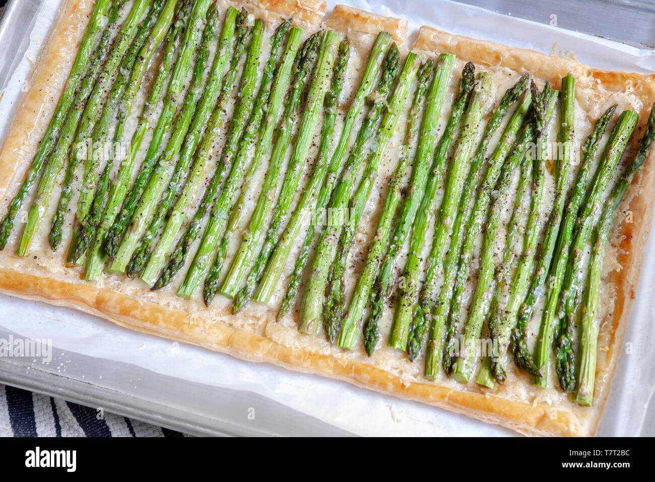 Asparagus And Gruyere Tart On Puffed Pastry Stock Photo Alamy