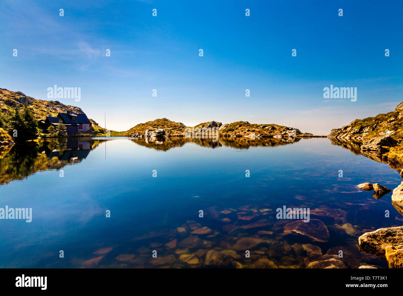 Lake on top of Ulriken mountain, Bergen, Norway Stock Photo