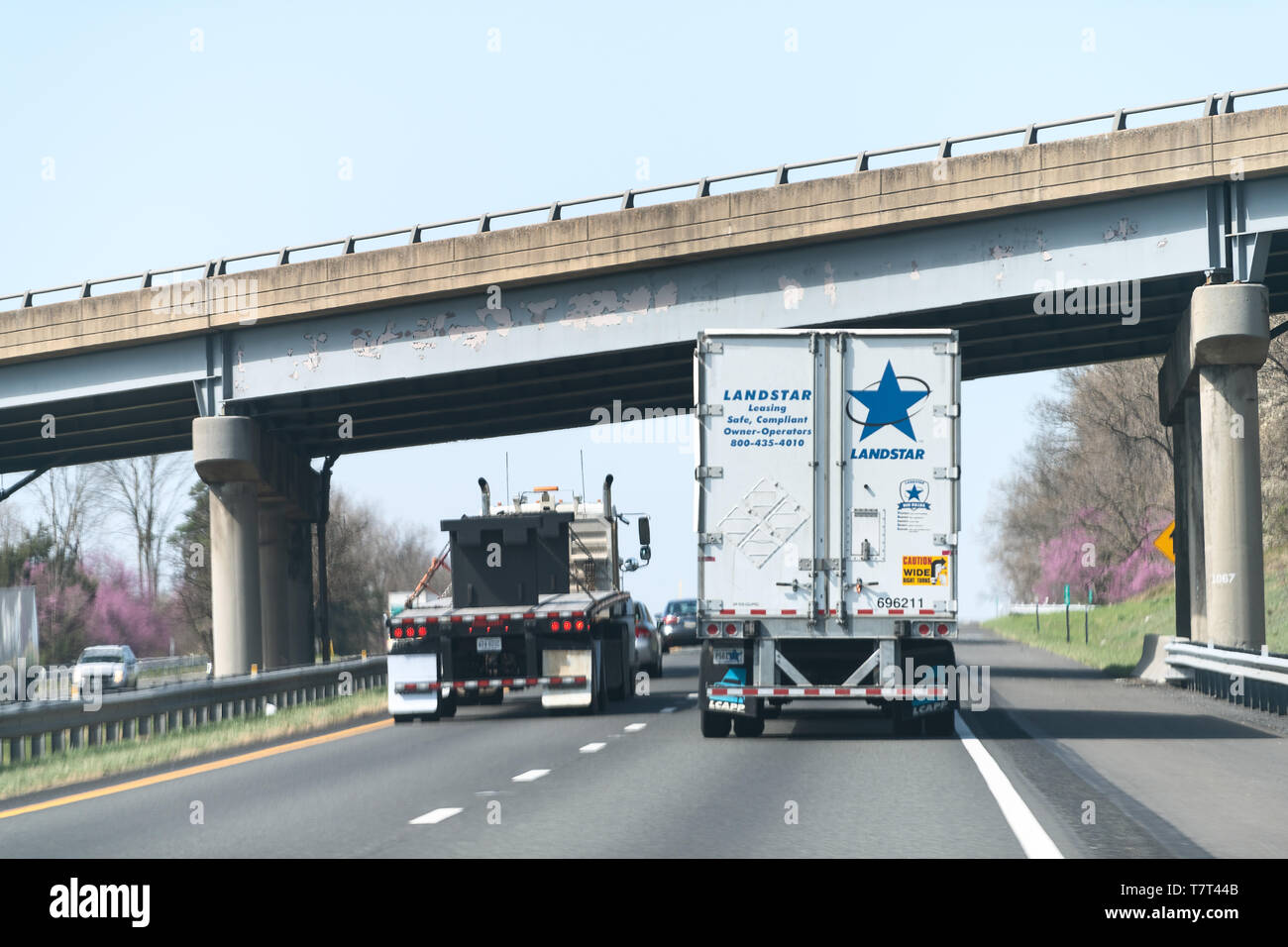 Strasburg, USA April 18, 2018 Traffic cars on interstate highway i81 in Virginia with
