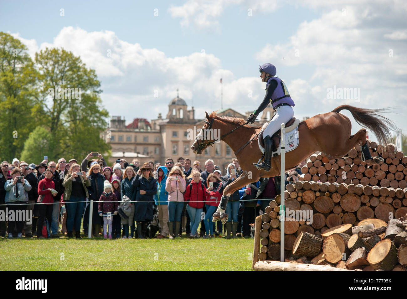 Badminton, Gloucestershire, United Kingdom, 4th May 2019, Emily King riding Dargun during the Cross Country Phase of the 2019 Mitsubishi Motors Badminton Horse Trials, Credit:Jonathan Clarke/Alamy Stock Photo Stock Photo