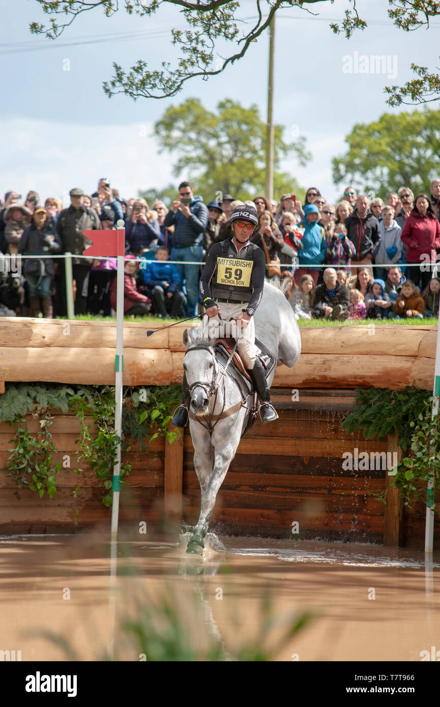 Badminton, Gloucestershire, United Kingdom, 4th May 2019, Andrew Nicholson riding Swallow Springs during the Cross Country Phase of the 2019 Mitsubishi Motors Badminton Horse Trials, Credit:Jonathan Clarke/Alamy Stock Photo Stock Photo