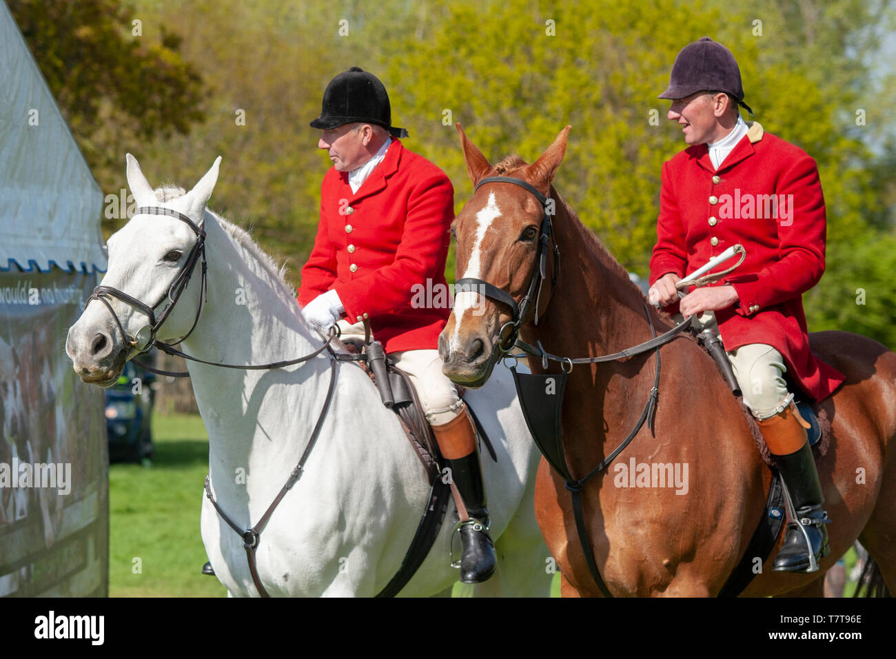 Badminton, Gloucestershire, United Kingdom, 4th May 2019, Members of the Beaufort Hunt during Cross Country Day of the 2019 Mitsubishi Motors Badminton Horse Trials, Credit:Jonathan Clarke/Alamy Stock Photo Stock Photo