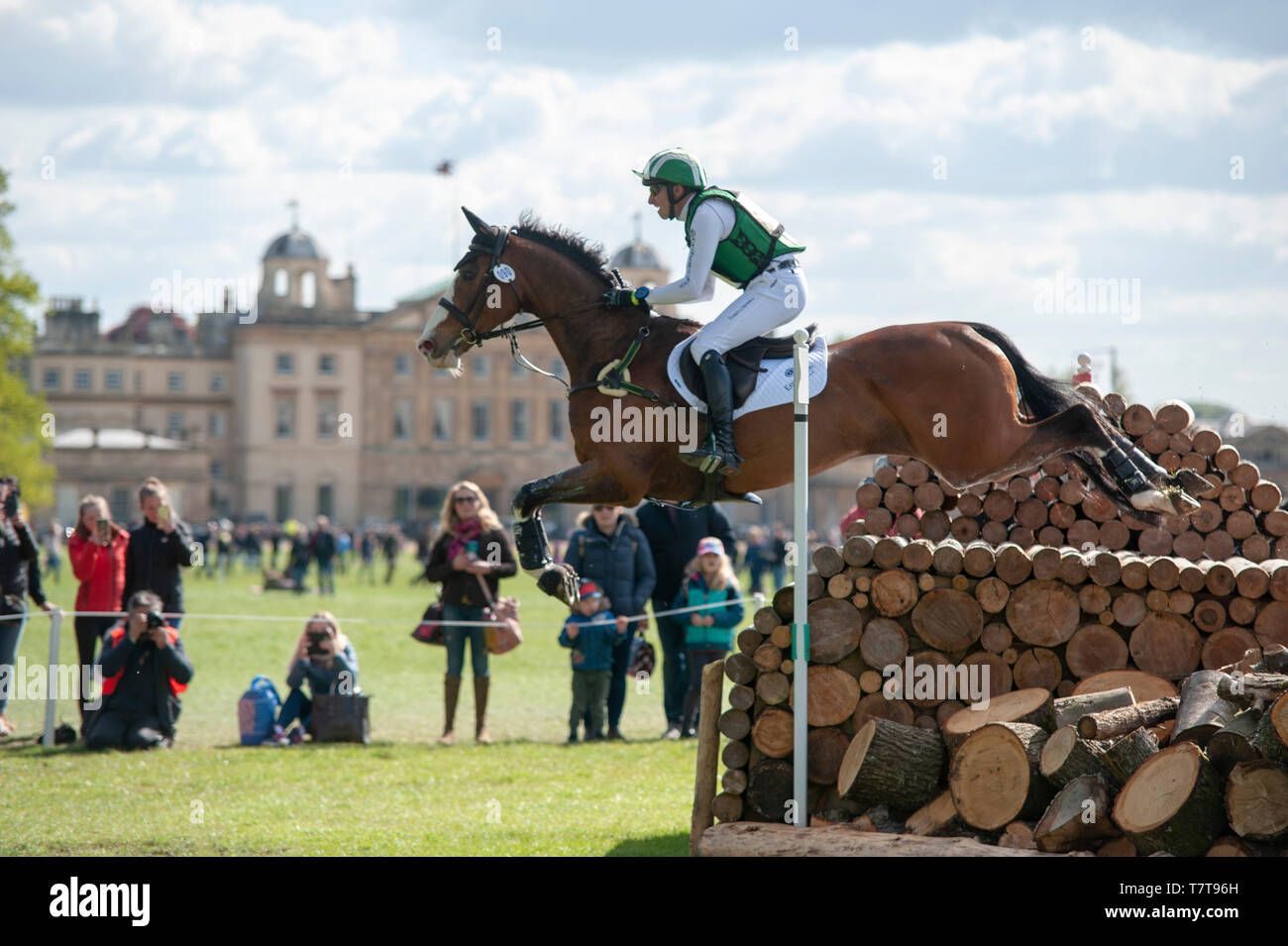 Badminton, Gloucestershire, United Kingdom, 4th May 2019, Michael Owen riding Bradeley Law during the Cross Country Phase of the 2019 Mitsubishi Motors Badminton Horse Trials, Credit:Jonathan Clarke/Alamy Stock Photo Stock Photo