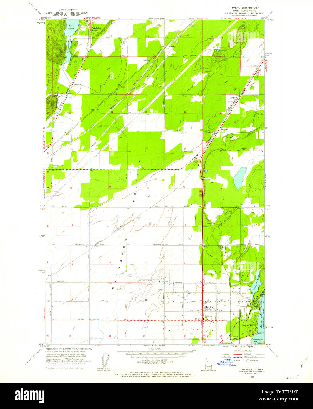 USGS TOPO Map Idaho ID Hayden 236430 1961 24000 Restoration Stock Photo