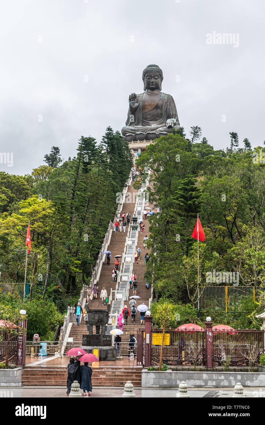 Hong Kong, China - March 7, 2019: Lantau Island. Giant Tian Tan Buddha ...