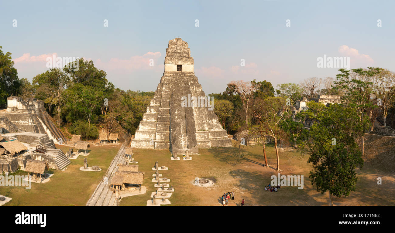 Mayan Ruins Tikal Guatemala Panorama Late Afternoon With Maya Temple 1