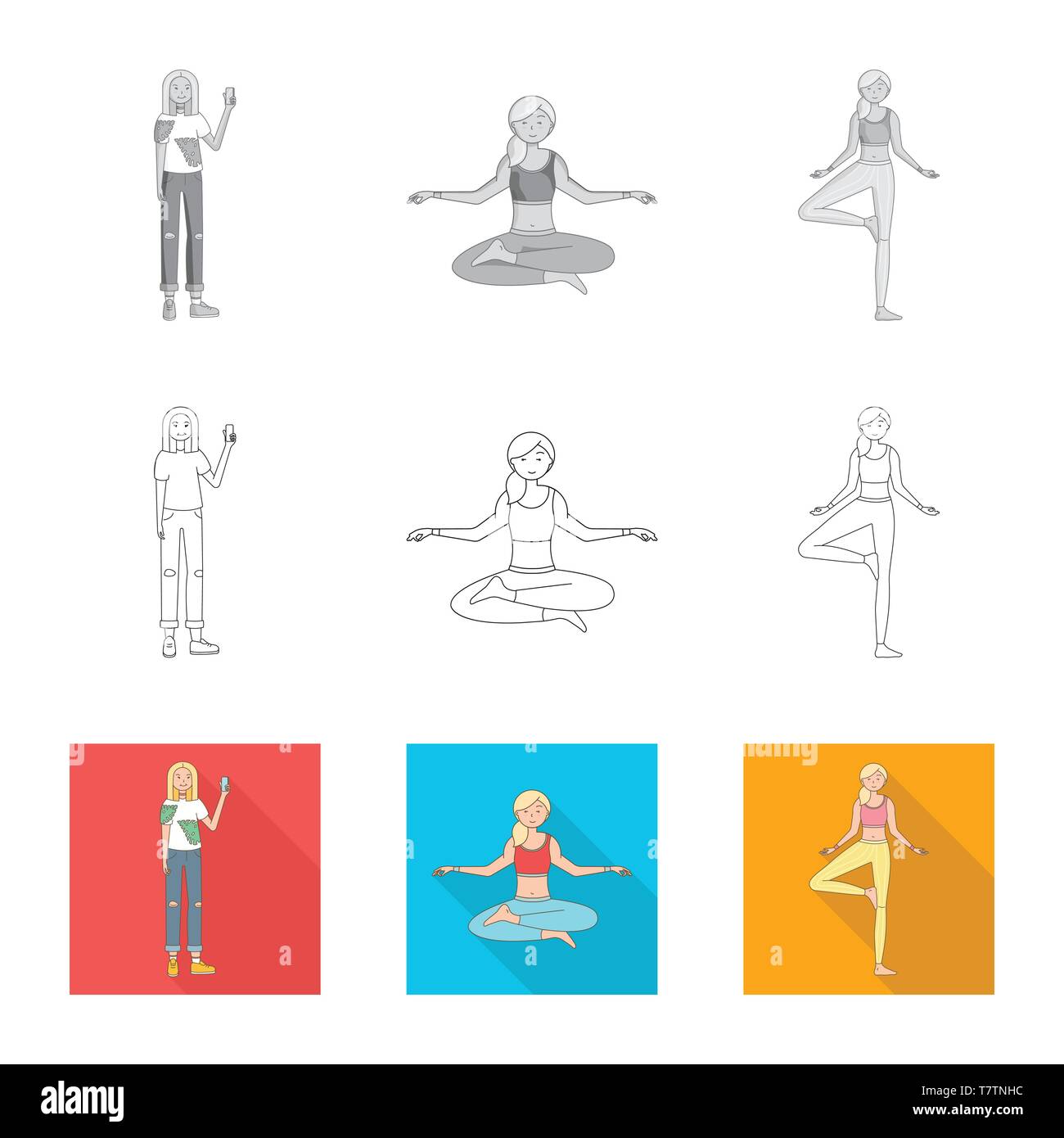 Isolated object of posture and mood icon. Collection of posture and ...
