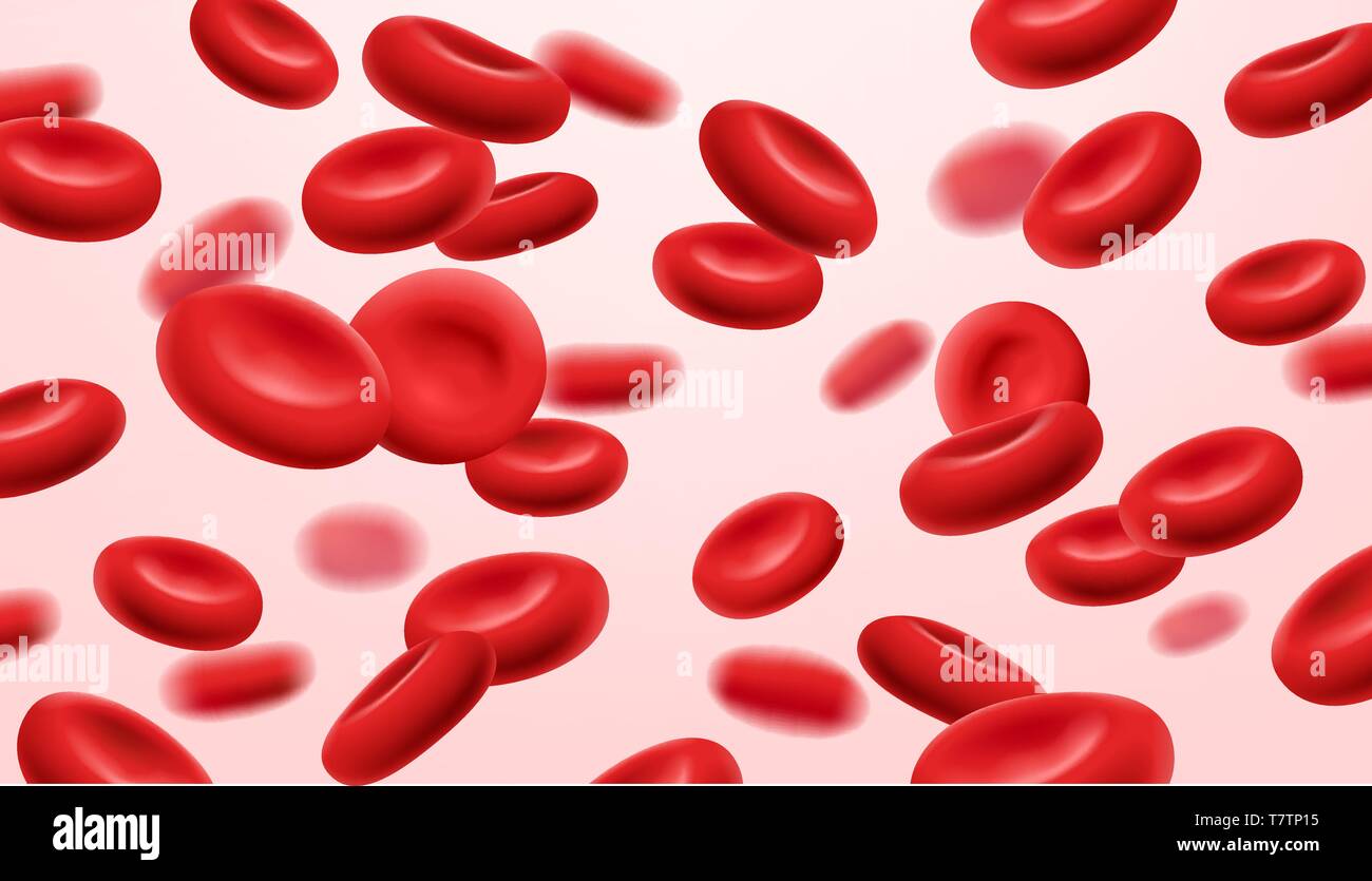 Flowing red blood cells, erythrocyte on white background, health care concept Stock Vector
