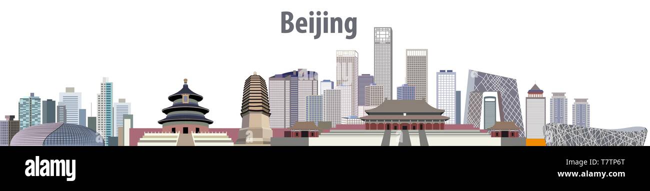 vector illustration of Beijing skyline Stock Vector