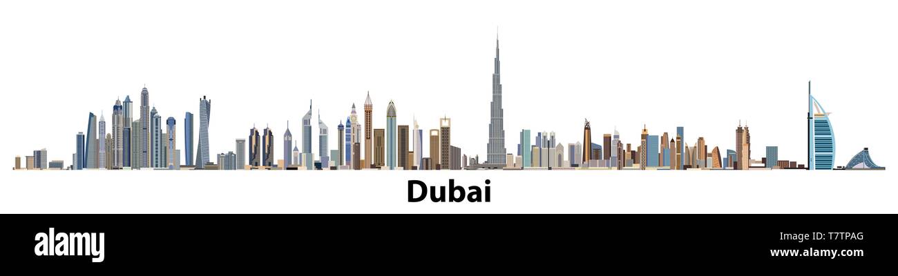 Vector illustration of Dubai city skyline Stock Vector