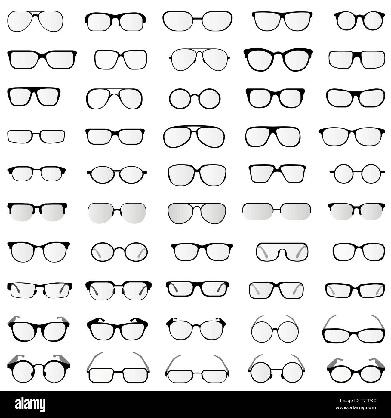 vector collection of glasses and sunglasses in different styles and forms Stock Vector