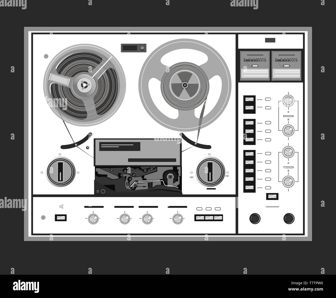 vector illustration of retro tape recorder Stock Vector