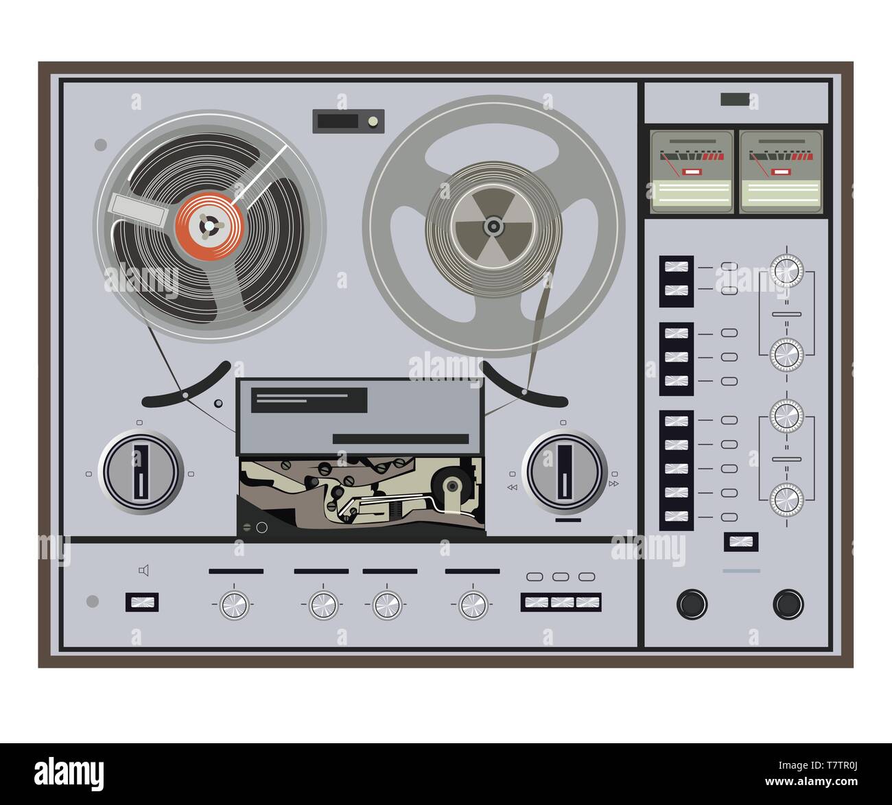 vector illustration of retro tape recorder Stock Vector