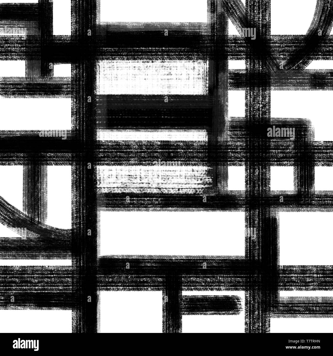 Interesting art hand painted squares and lines in black and white oil