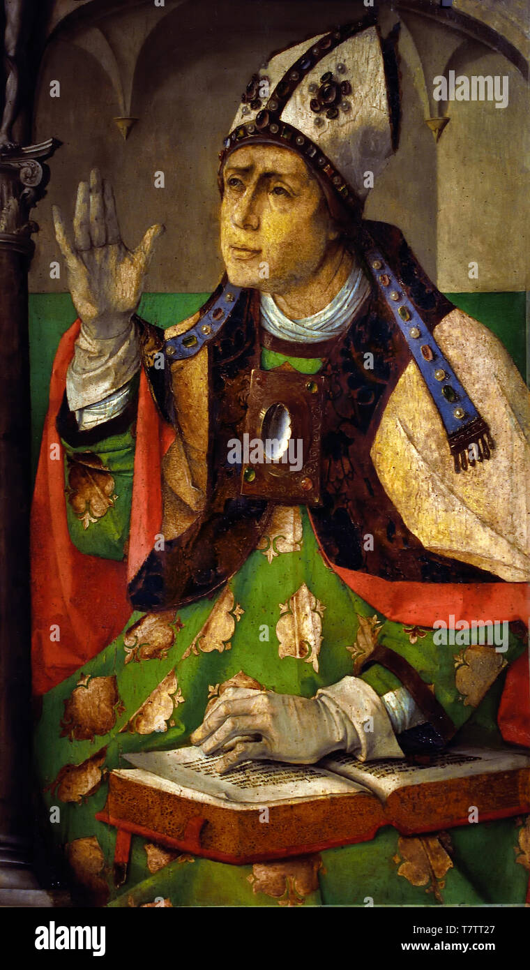 Saint Augustine (354-430) by Justus van Gent 1435 - 1500 Antwerp South Netherlandish Flemish Belgian, painter, draftsman, Stock Photo