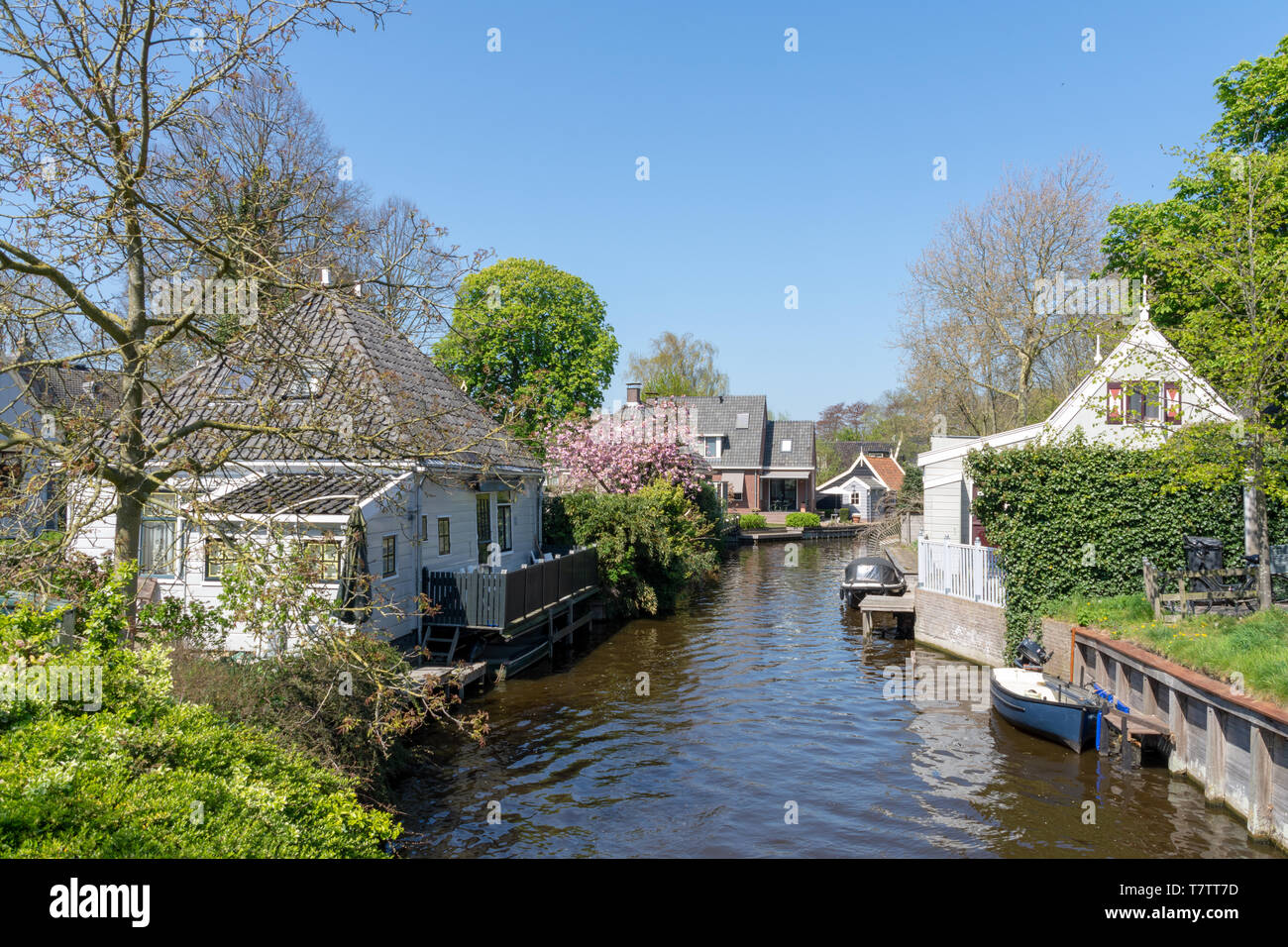 Small river in Broek in Waterland, The Netherlands Stock Photo