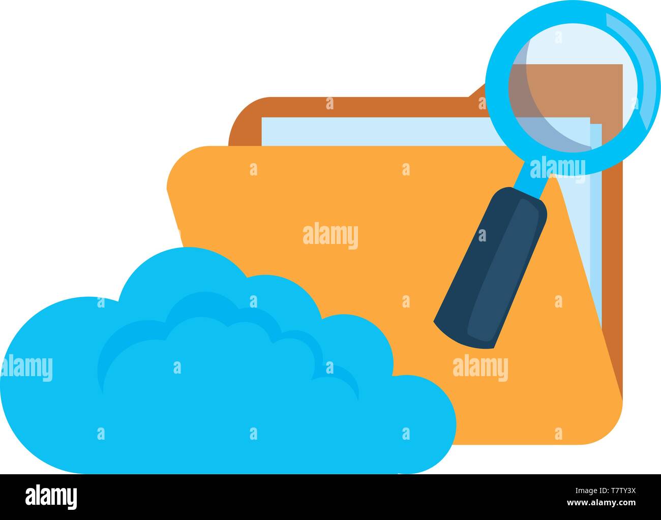 cloud computing folder magnifier cybersecurity data protection vector ...